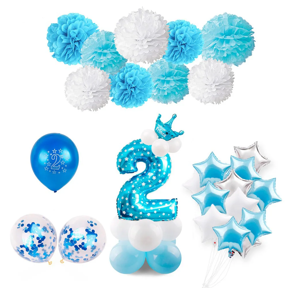 

Huiran 2nd Happy Birthday Balloons 2 Birthday Party Decor Kid Girl Two Year Birthday Latex Baloon Number Ballon Babyshower