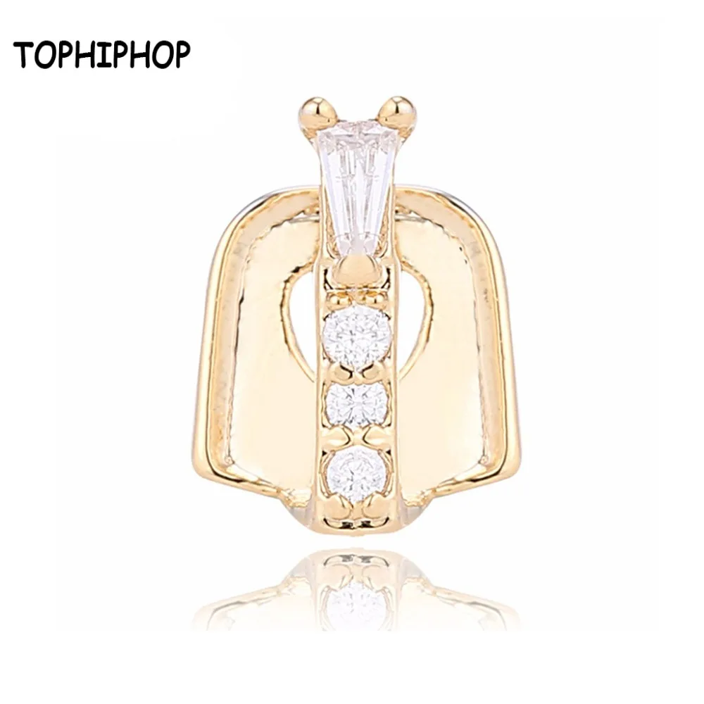 TOPHIPHOP Creative New Style Grillz Luxury Zircon With Diamond Gold Brace Single Tooth Unisex |