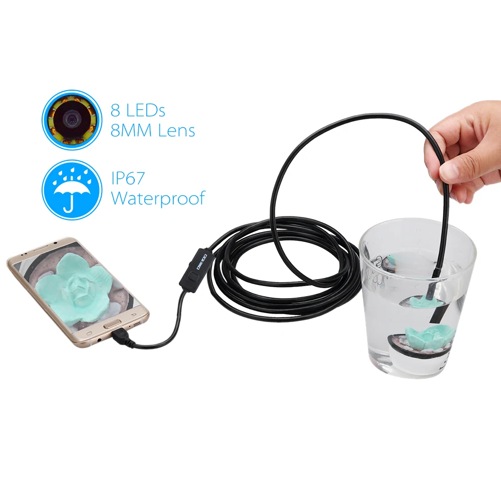 Водонепроницаемый эндоскоп OWSOO HD 720P 6 светодиодов 8 мм USB провод|Камеры