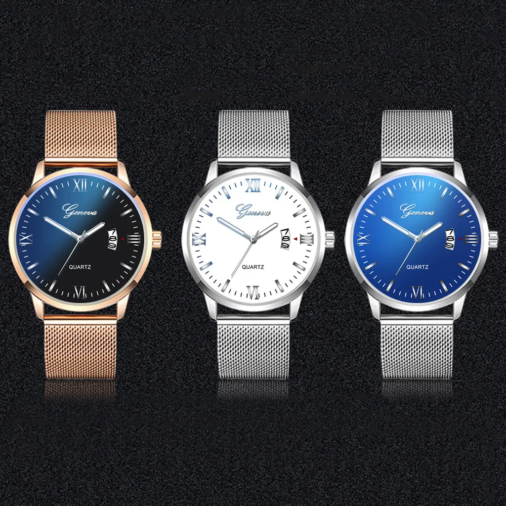 

Luxury Montre Homme 2019 Men Watches Alloy Buckle Round Quartz Watch Fashion Casual tainless Steel Bracele Montre Homme Reloj