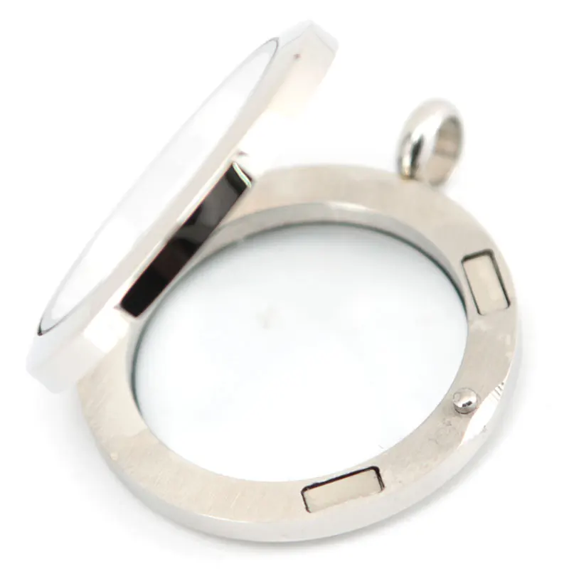 

30mm magnet 10pcs plain stainless steel Memory living glass locket pendant , glass locket floating charms for Women