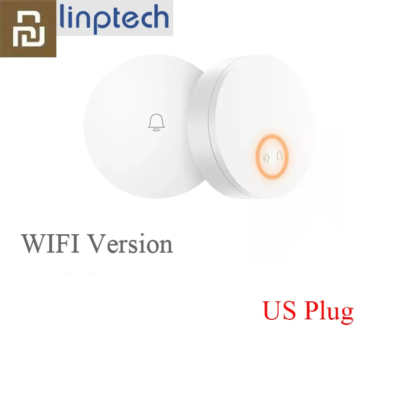 US Plug l WIFI Xiaomi Linptech самогенерирующий беспроводной дверной звонок без батареи без проводки отключение памяти Регулируемая громкость работа с приложением Mihome - Цвет: US Plug l WIFI