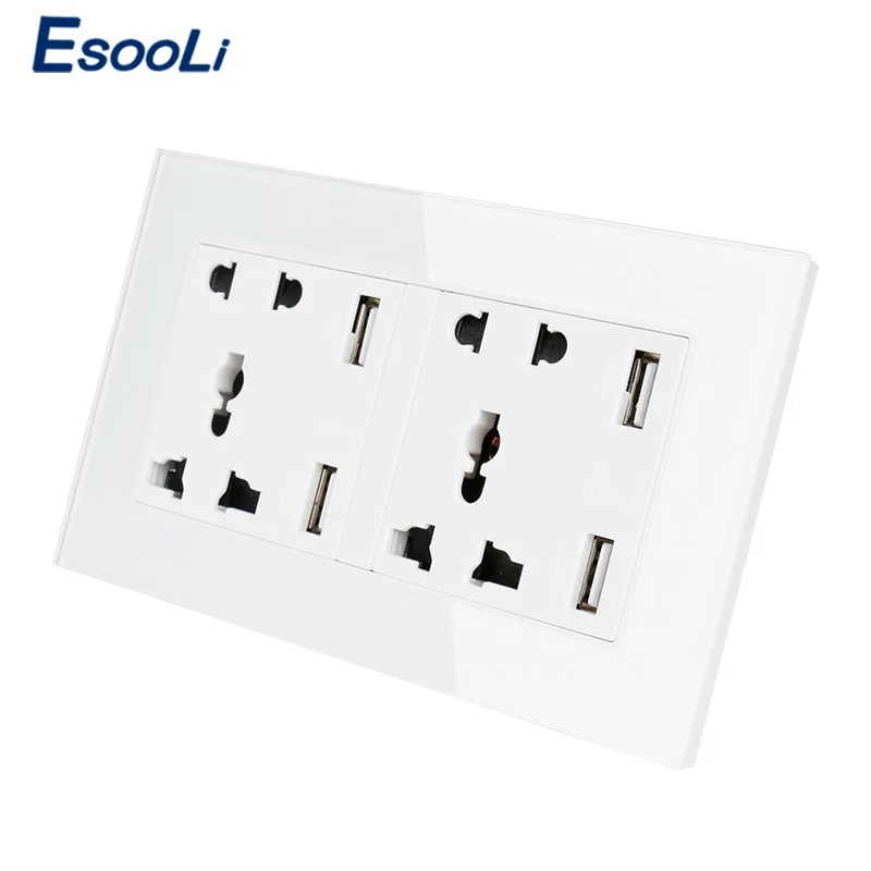 Розетка стеновая Esooli универсальная с 5 отверстиями и 4 USB портами|Электрические