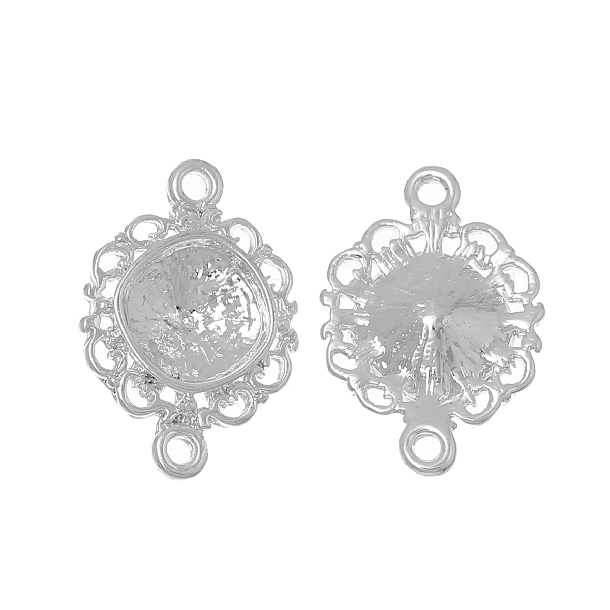 DoreenBeads разъемы из цинкового сплава круглые Серебристые цвета кабошоны (подходят