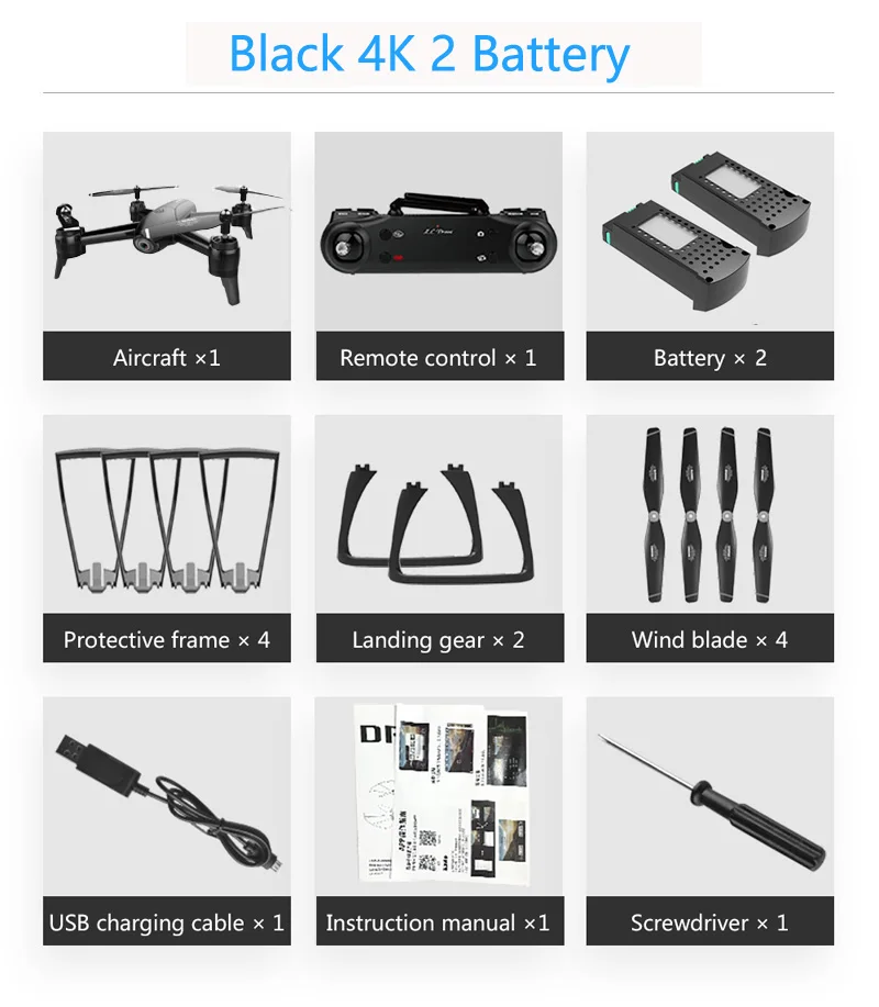 4K Black 2B SG106 Радиоуправляемый Дрон 4K оптический поток 1080P HD Двойная камера WiFi FPV в режиме реального времени воздушная видео Радиоуправляемый квадрокоптер Вертолет VS S20 E58 XS816 - Цвет: 4K Black 2B