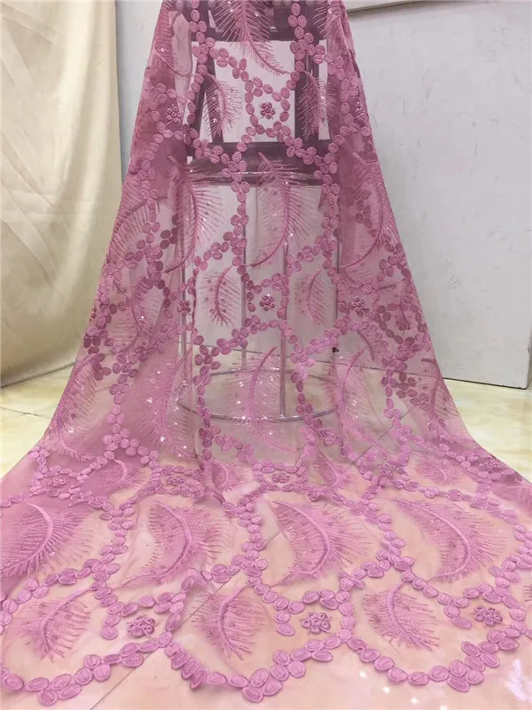 

African French Net Lace Fabric With Sequins Royal Blue Flower Embroidered Lace Material Indian Women Designer New Mesh Net Lace