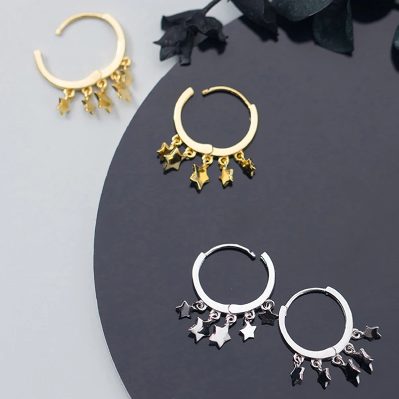 Простой кулон круглые серьги обруч с пентаграммой звезда кисточкой блестящие