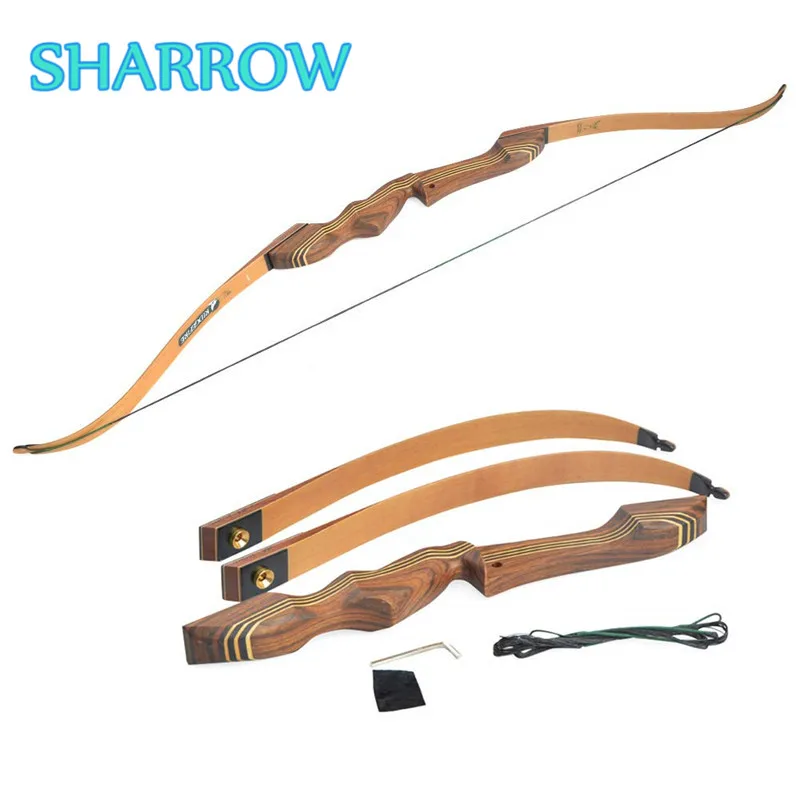 

1Pc 60" Takedown Recurve Bow Wooden Riser Hunting Adult Right Hand Bow 20-55lbs For Archery Target Practice Shooting Accessories