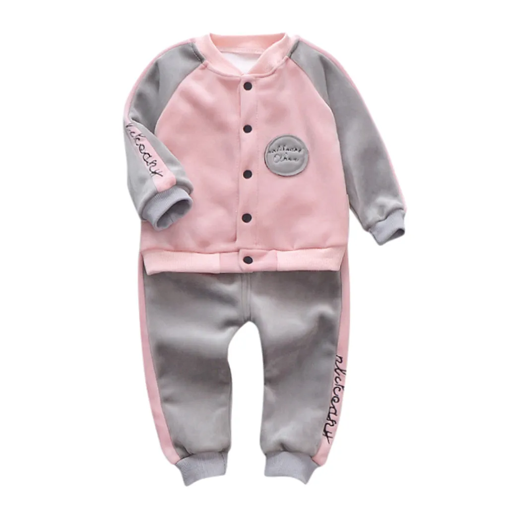 Pink Детские Комплект одежды для девочек, осенне-зимняя одежда, Детский толстовка, куртка и штаны, спортивный костюм для девочки, детская одежда, детские костюмы для девочек 1 2 3 4 5 лет - Color: Pink