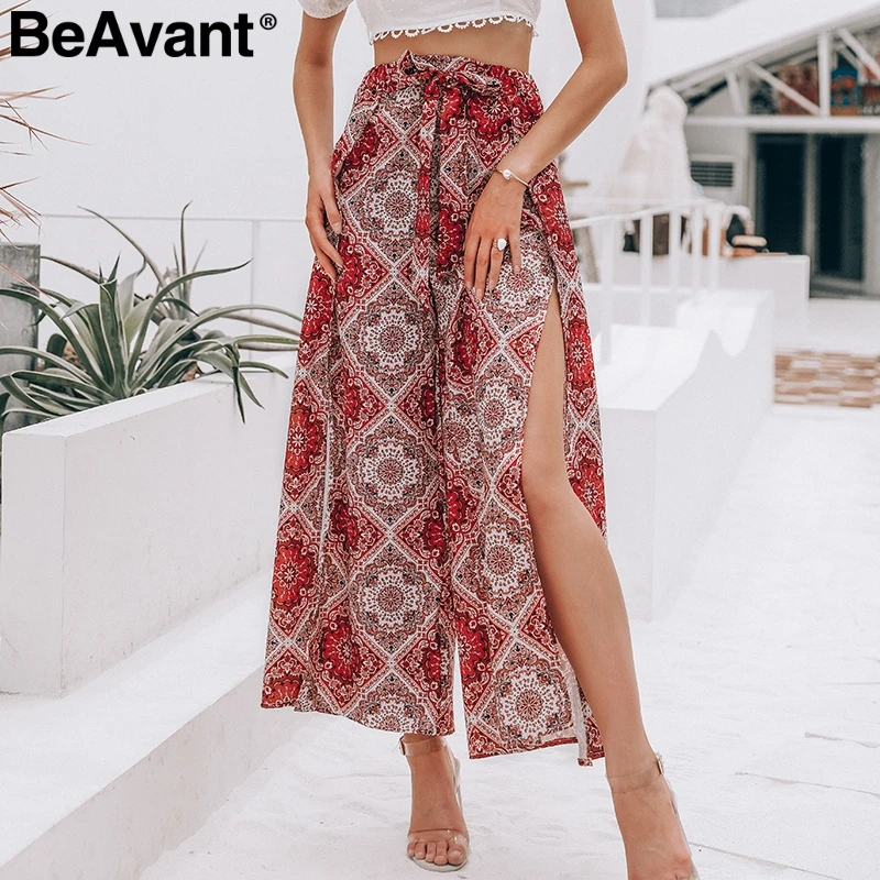 Женские свободные брюки капельки BeAvant с высокой талией и цветочным принтом на