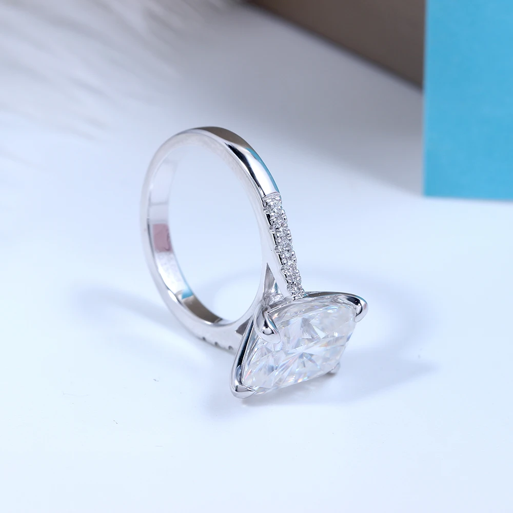 Transgems большой камень 14 K 585 белого золота 5ct карат 9X11 Подушка FG Цвет обручальное кольцо для Для женщин свадебный подарок