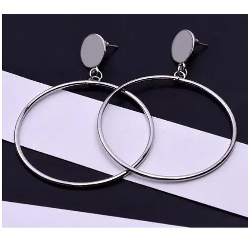 e0336silver Большие геометрические серьги, модные массивные серьги для женщин, Висячие висячие серьги, висячие серьги, современные ювелирные изделия 571 - Окраска металла: e0336silver