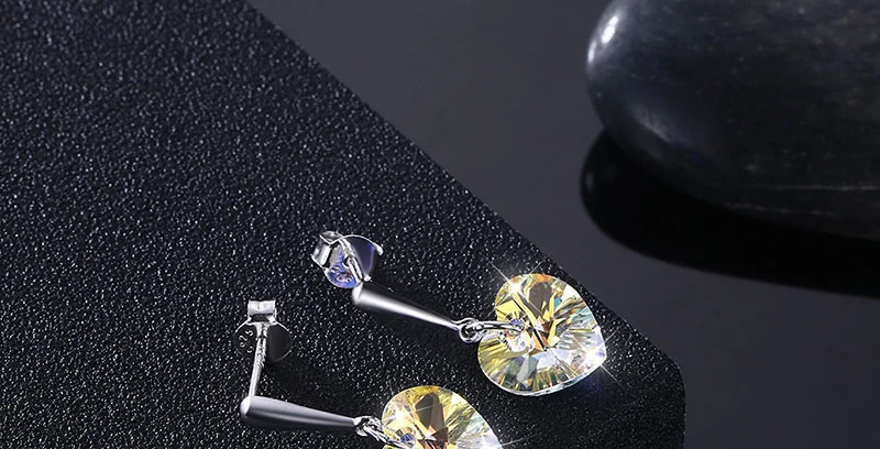 Элегантные серьги в форме сердца с кристаллами Swarovski, 925 пробы, серебро, высокое качество, модный дизайн для женщин, свадебные украшения