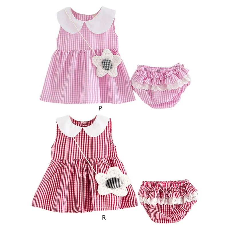 Летний комплект одежды для маленьких девочек хлопковое платье принцессы без