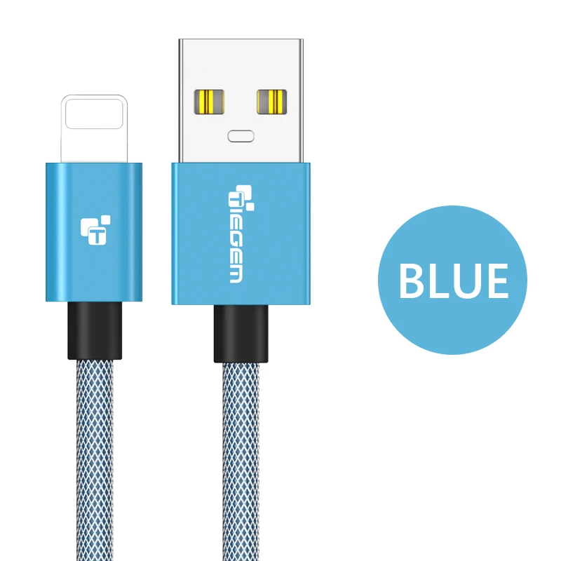 Синий Tiegem для iPhone кабель 2.0A Быстрая зарядка и синхронизация данных USB кабель для iPhone 7 6 6s Plus 5 5S SE iPad Air Mini зарядное устройство - Цвет: Синий