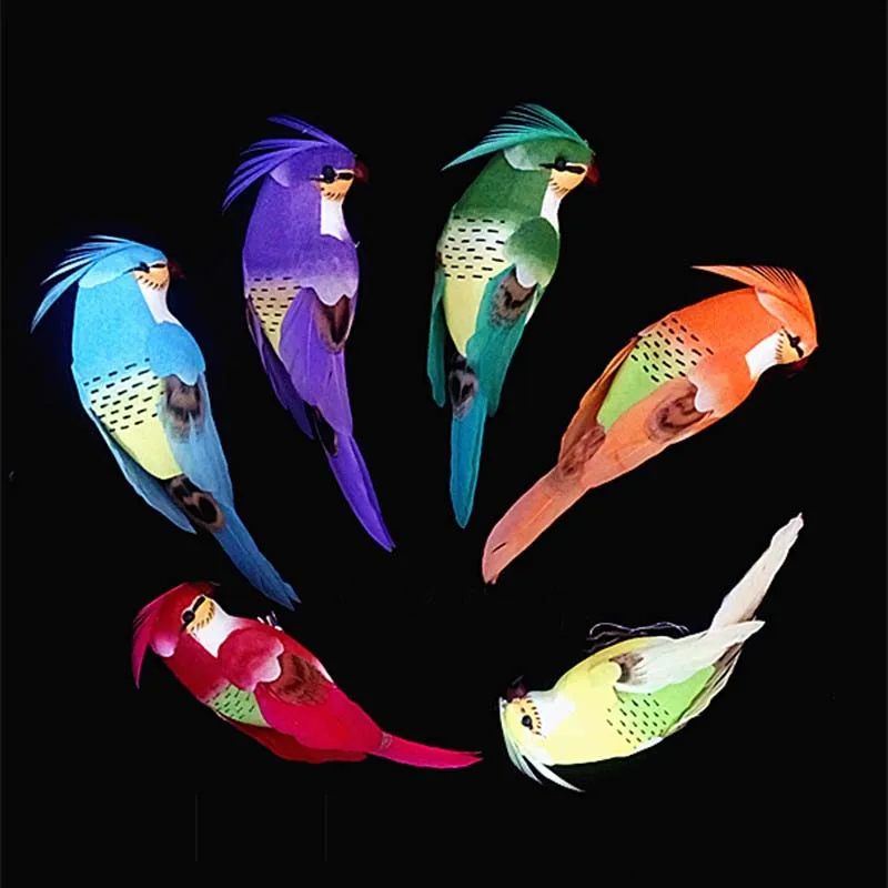 12 шт. поддельные красочные перья попугай Искусственный Пена Моделирование Птицы