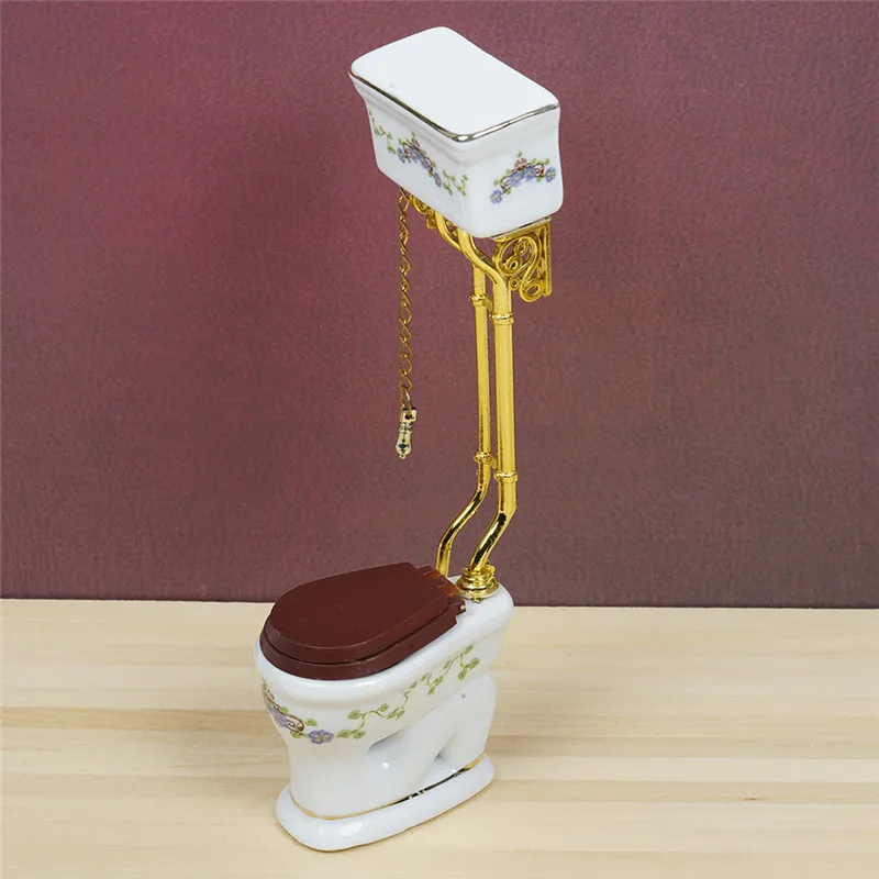 Dongzhur Miniatura Туалет кукольный домик 1:12 Миниатюрные аксессуары ретро-игрушка дом Комплект орнаментов миниатюры Кукольный дом 1:12 Прямая поставка