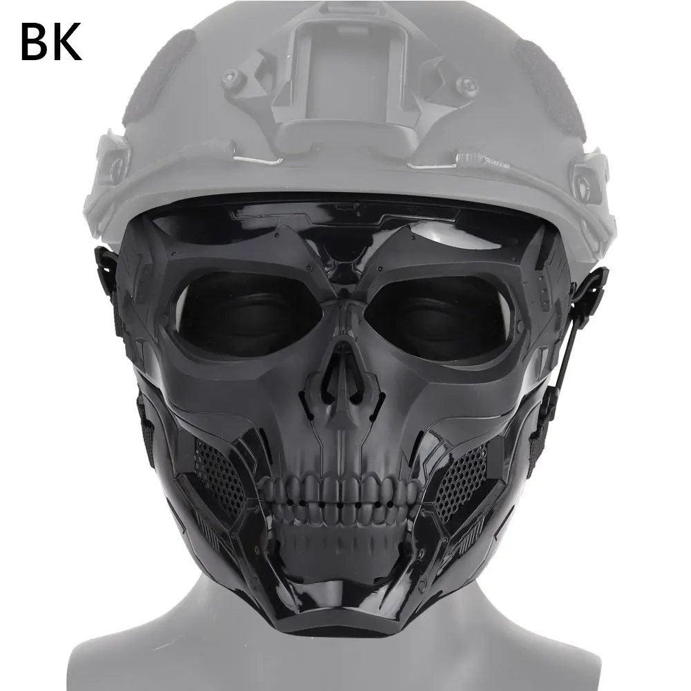 Black Airsoft Shooting Tactical Hunting Equipment Gears Skull Messengers Unisex Full Protective Mask Helmet 2 Wearing Ways Accessories - Цвет: Black