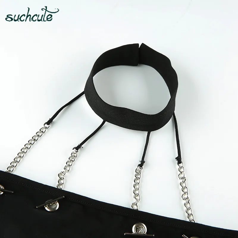 Мини футболка для женщин Холтер металлические черные женские Топы Modis Лето 2019