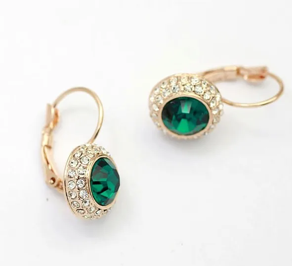 Высокое Качество 18 К Настоящее Позолоченные Австрийский Зеленый Кристалл Горный