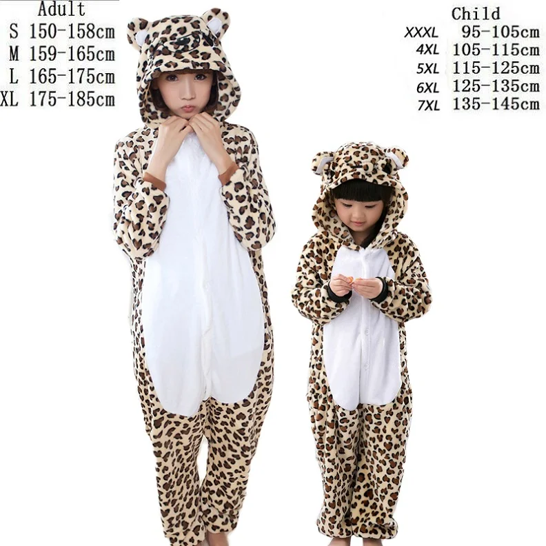 Leopard Унисекс фланеливая пижама детские пижамы животные пижама аниме косплей животные стежка панда комбинезон для детей единорог пижама динозавр дети pijamas дети мультфильм дети пижама детская для девочки для мальчиков - Цвет: Leopard