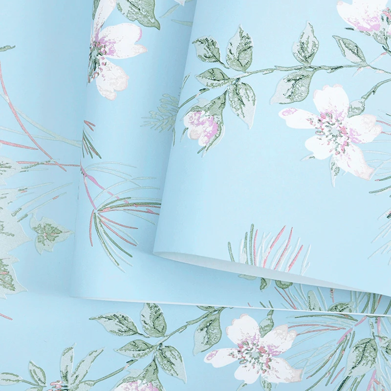 

Chinese Study Room Flower Bireds Non-woven Wallpaper for Living Room Home Decor Chinese Yellwo Blue Wall Paper Tv Background