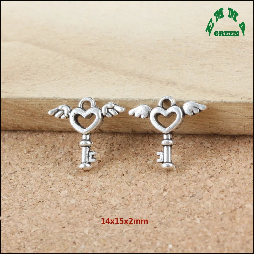 

key shape Angel various Vintage Charms Keys Pendant 100pcs Antique Bronze Fit Bracelets Necklace DIY Metal Jewelry Making