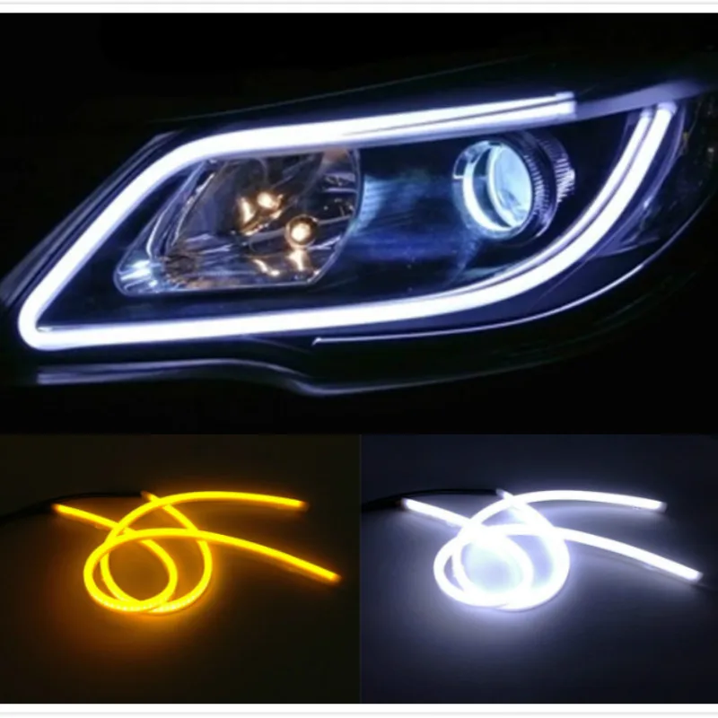 JURUS 2 шт. 30 см дневные ходовые огни белый/янтарный гибкий 12 В DRL светодиодные полосы