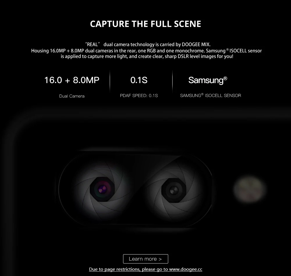 DOOGEE MIX Смартфон Android 7,0 две камеры 5,5 дюймов AMOLED MTK Helio P25 Восьмиядерный 6 ГБ+ 64 ГБ LTE 3380 мАч 16,0 Мп