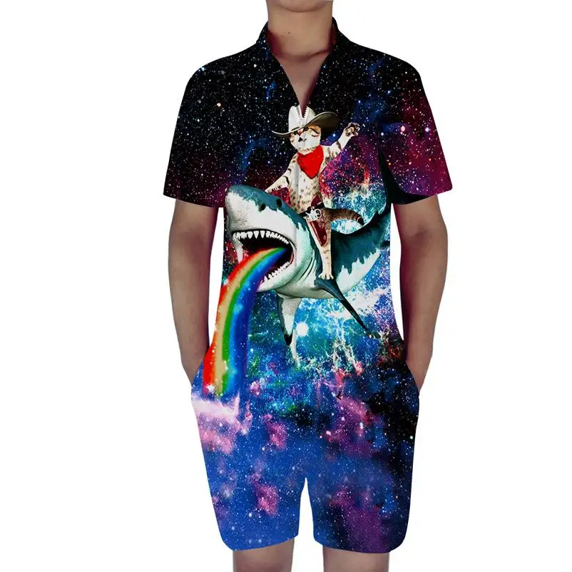 Мужской комбинезон с 3D принтом в виде фламинго гавайский Повседневный пляжный