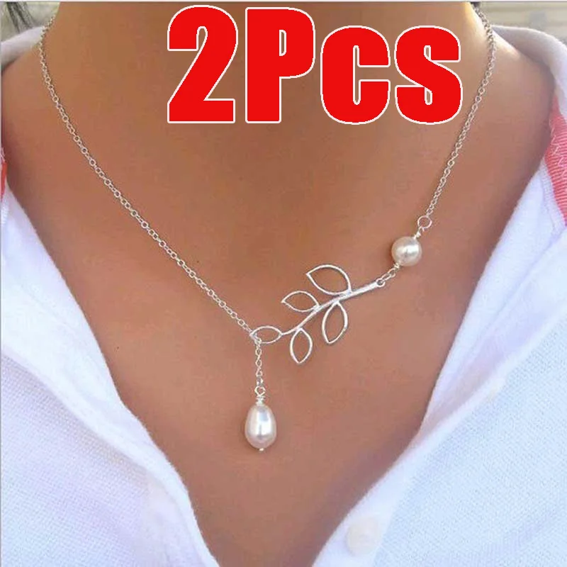 2 шт. женское жемчужное ожерелье в форме листа подвеска ювелирное изделие