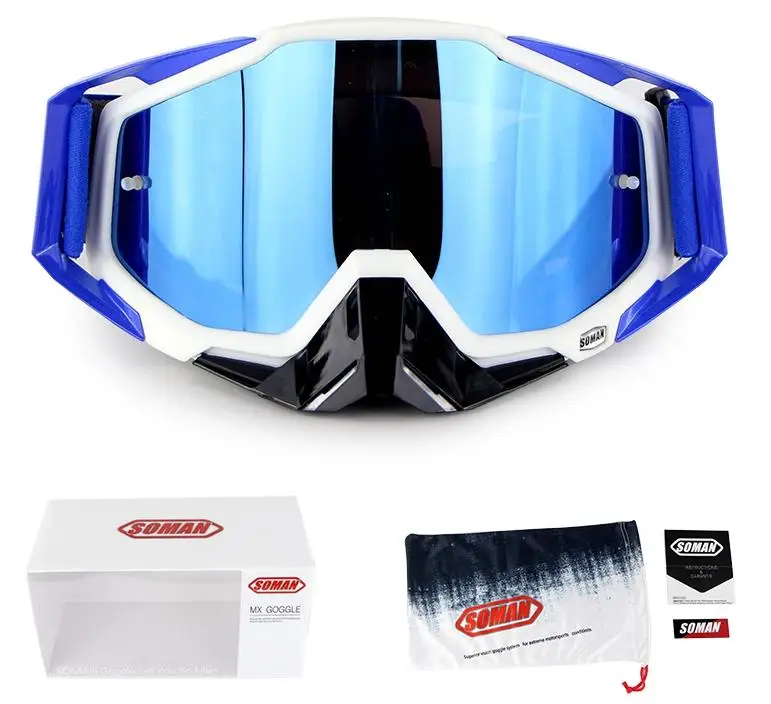White Лидер продаж, оригинальные Брендовые очки Soman для мотокросса, ATV Casque, мотоциклетные очки, гоночные мотоциклетные солнцезащитные очки, велосипедные очки - Цвет: White