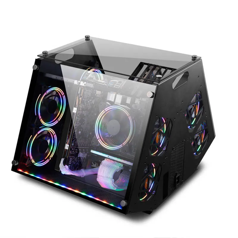 DIY стальной чехол для компьютера matx прозрачное стекло настольное шасси коробка Micro ATX Hands-on сборка для геймеров части ПК