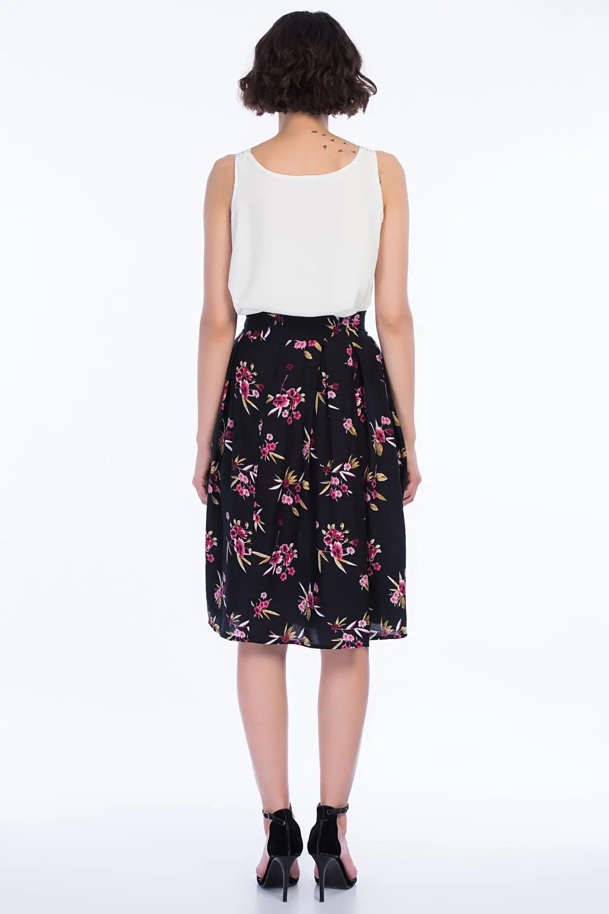 Хлопковое настроение Женская темно синяя Цветочная вискоза тканая