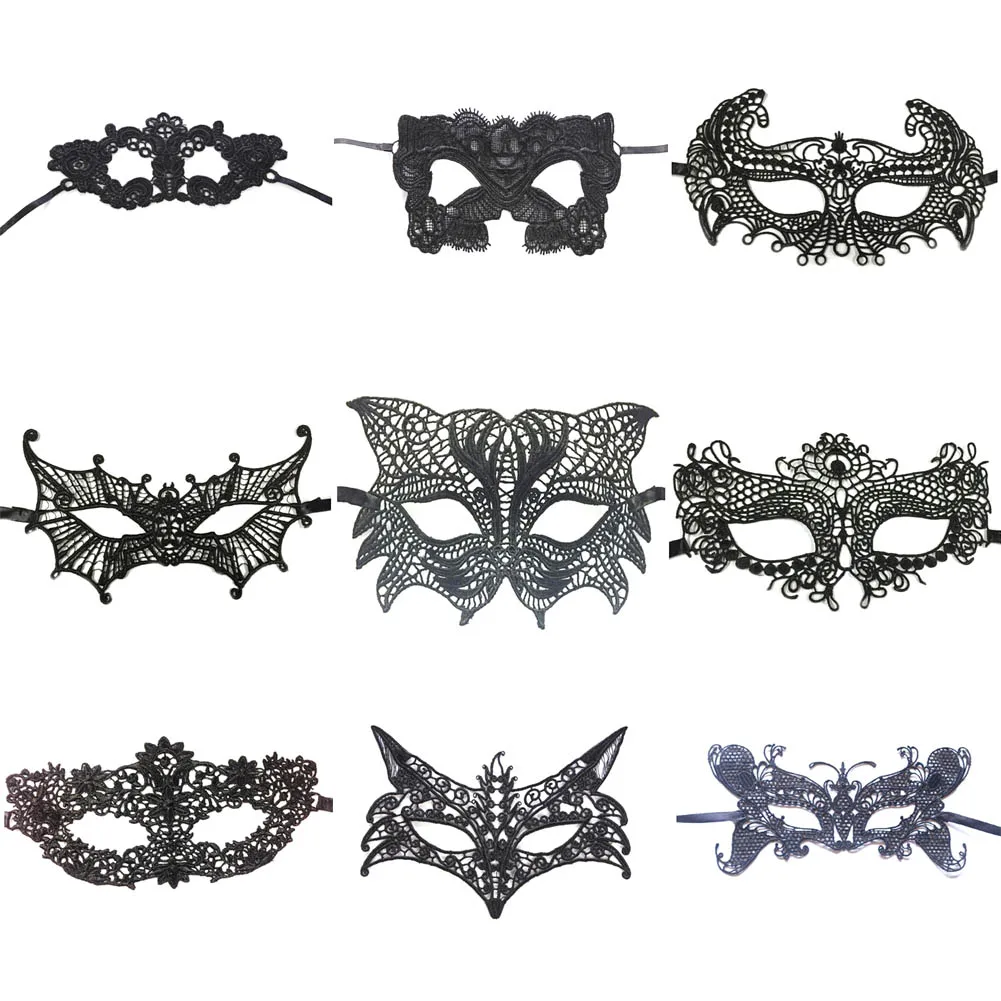Хэллоуин маскарадная черная Сексуальная кружевная женская маска с вырезами для