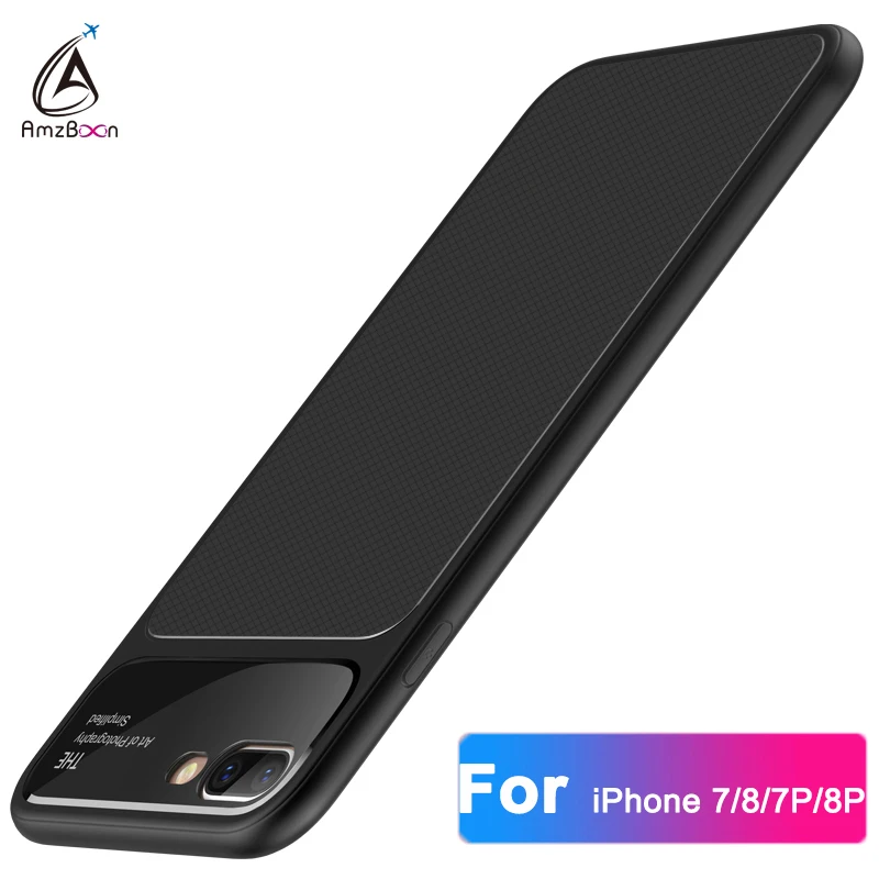 Amzboon Роскошный ультратонкий защитный чехол из TPU и стекла для iPhone 7 8 Plus.