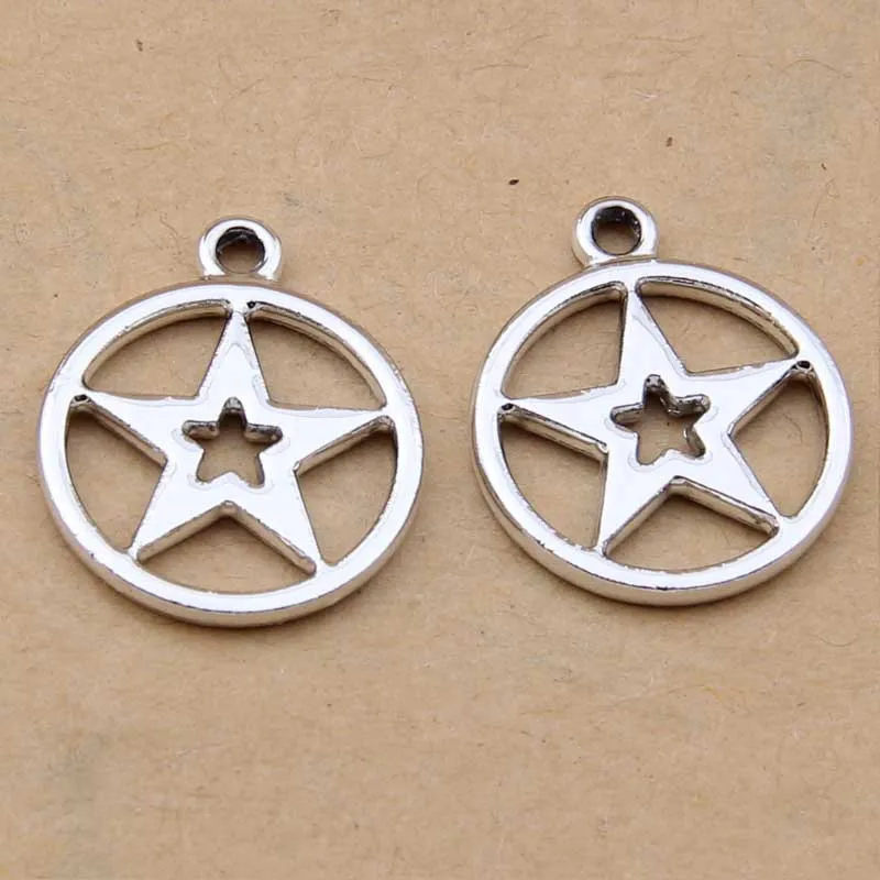 

Маленькая подвеска ручной работы из сплава в виде пентаграммы, 100 шт., 16*19 мм, ожерелье, серьги, аксессуары, оптовая продажа