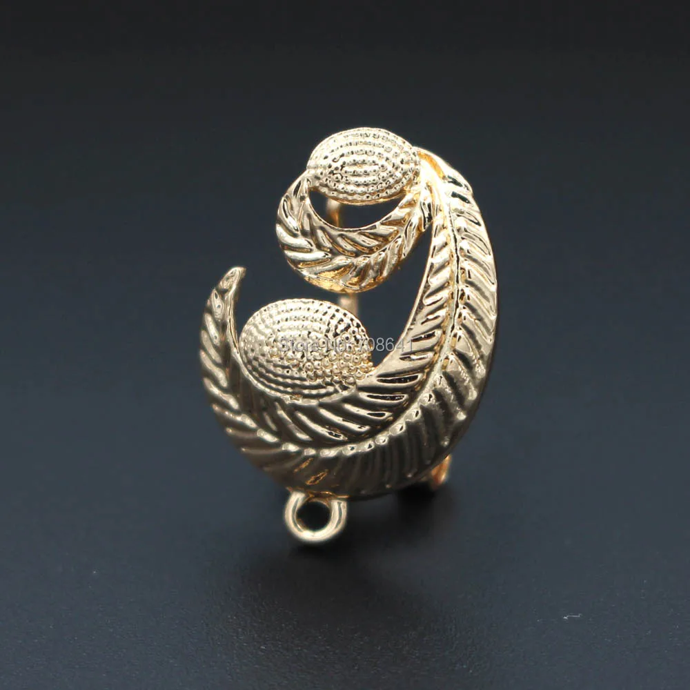 Металлический зажим для сережек с петлей 15*19 мм полые листья DIY фурнитура