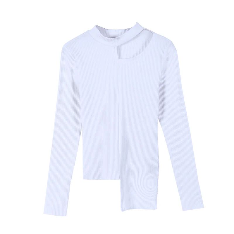 Женская футболка с асимметричным подолом стильная длинным рукавом и