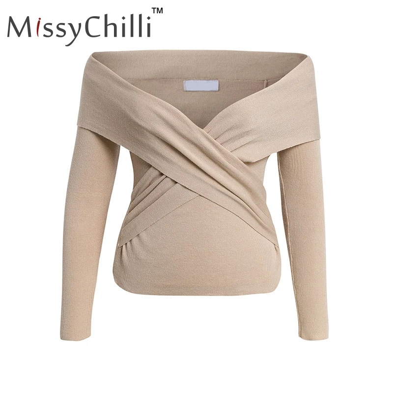 Женский свитер с открытыми плечами MissyChilli повседневные женские пуловеры