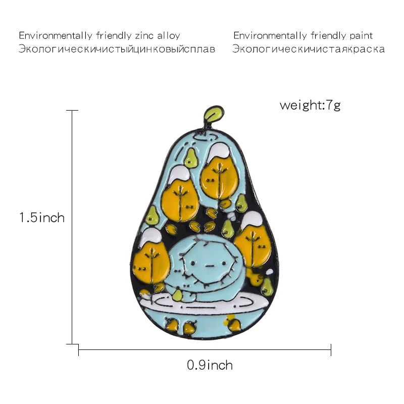Значок в виде фруктовой груши яркий значок с мультяшными лесными деревьями