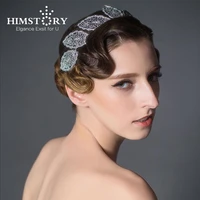 himstory baroque retro luxury white leaf crysatl bridal crowns tiaras pageant prom rhinestone crown wedding hair accessory