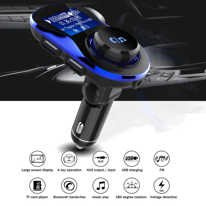Автомобильный комплект jajabor с Bluetooth беспроводной fm-передатчик громкой связи Автомобильный MP3-плеер с 1,4 дюймовым большим ЖК-экраном Поддержка TF карты/U диск