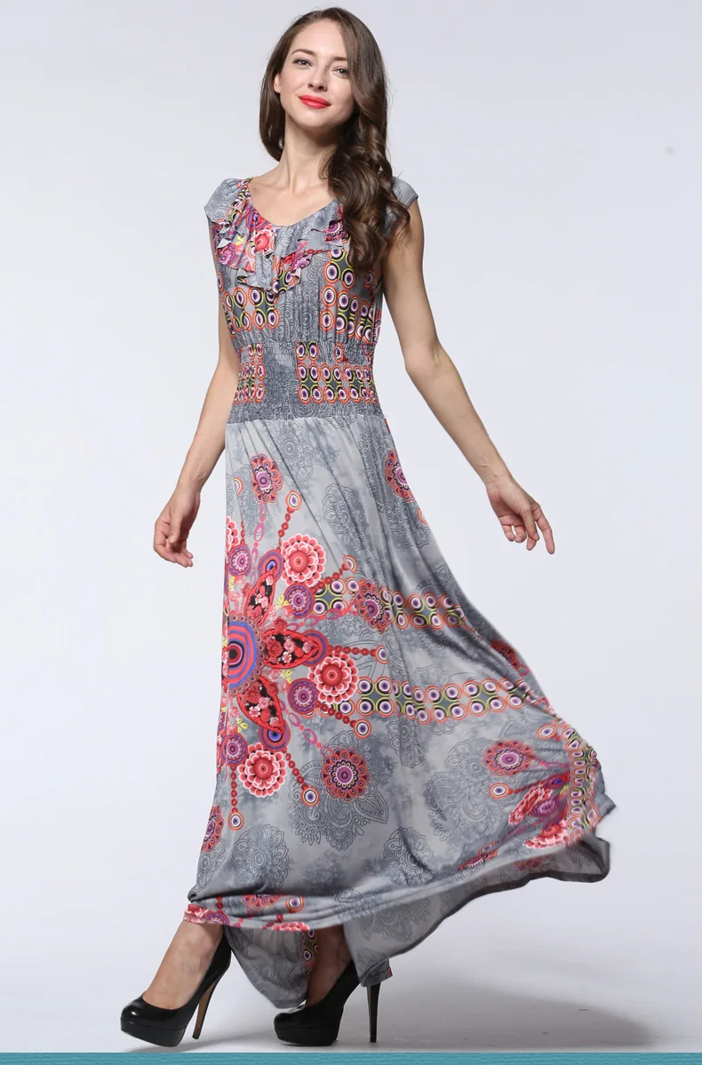 Женское платье-макси без рукавов с цветочным принтом | Женская одежда