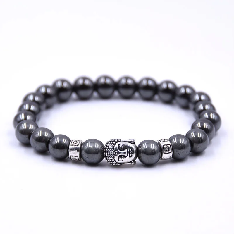 men hand bracelet Браслеты Будды для мужчин браслеты для женщин Pulseira Masculina мужские s ювелирные изделия дракон Bileklik Pulseira 8 мм камень бусины Эластичный Braslet - Окраска металла: men hand bracelet
