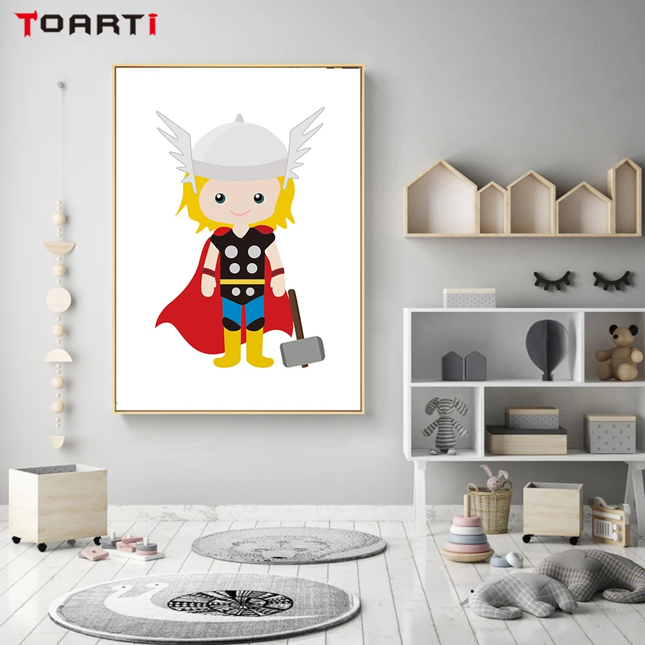 Мультяшные принты плакаты Железный человек Халк холст живопись на стене