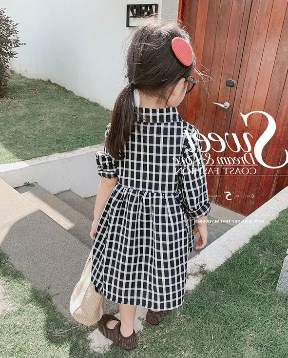 Весеннее платье для маленьких девочек детская одежда клетчатые платья принцессы