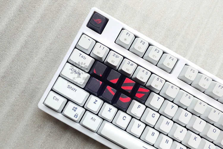 8 шт./компл. утолщенной PBT сублимированный краситель ROG ключ Шапки белая освещенная контржурным светом механическая клавиатура Шапки OEM профиль ESC qwerasd с keycap Съемник