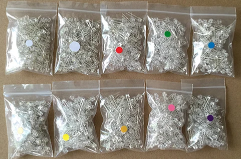 10colorsx100pcs MIX 1000 шт микс 5 мм светодиодный F5 Ассорти Комплект соломенная шляпа теплый белый зеленый красный синий УФ желтый оранжевый розовый DIY светильник излучающий набор диодов 20мА - Испускаемый цвет: 10colorsx100pcs MIX