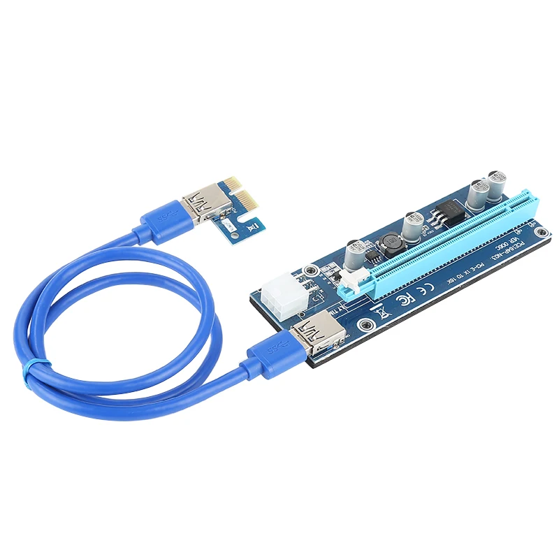 VER008C Molex 6 pin PCIE PCI-E Express 1X до 16X расширитель переходных карт 60 см USB3.0 кабель Mining Bitcoin